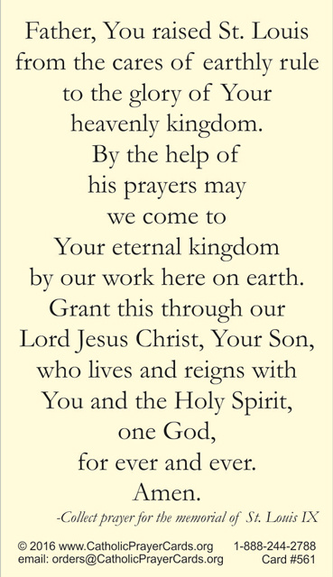 St. Louis King Of France Laminated Prayer Cards (Pack of 25)