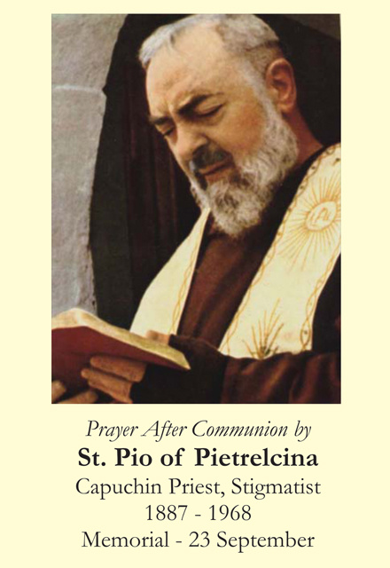 Stay with me Lord Prayer After Communion HC9-463E.ZZ Padre Pio Laminated Prayer Cards Pack of 25 