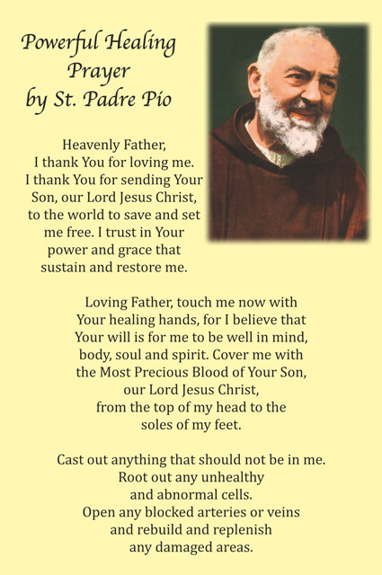 St. Padre Pio Healing Prayer Card