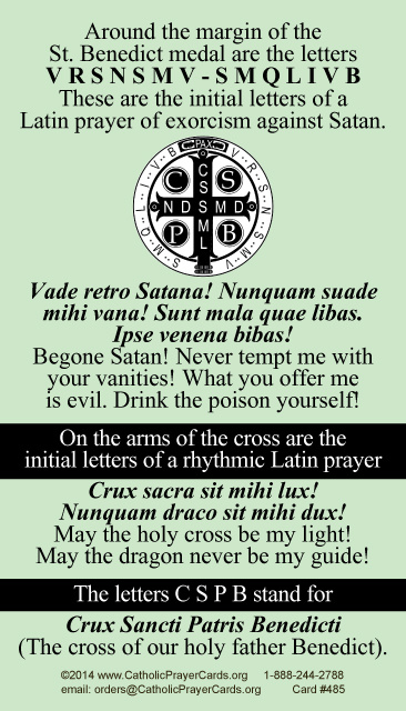 Prayer Card St Benedict Medal Symbols
